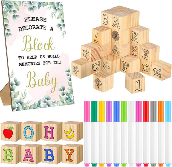 Watersay 53 Pcs Baby Shower Games Sign Kit Include 36 ABC Letter Alphabet