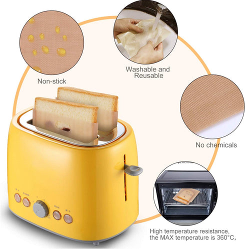 10 Toaster Bags - Reusable Non Stick Grilled Cheese Bags for Sandwiches, Chicken, Nuggets, Panini, and Garlic Toasts