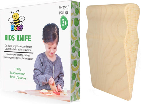 Bee9 Maple Wood Kids Knife, Toddler Kitchen Tool for Cooking