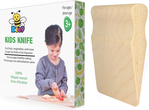 Bee9 Maple Wood Kids Knife, Toddler Kitchen Tool for Cooking
