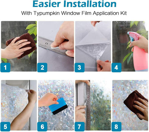 Privacy Film, Rainbow Clings, 3D Decorative Window Vinyl, Removable UV Blocking Sticker (17.5" x 78.7")