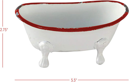 Foreside Home & Garden Red Rim White Enamel Soap Dish - Bathtub