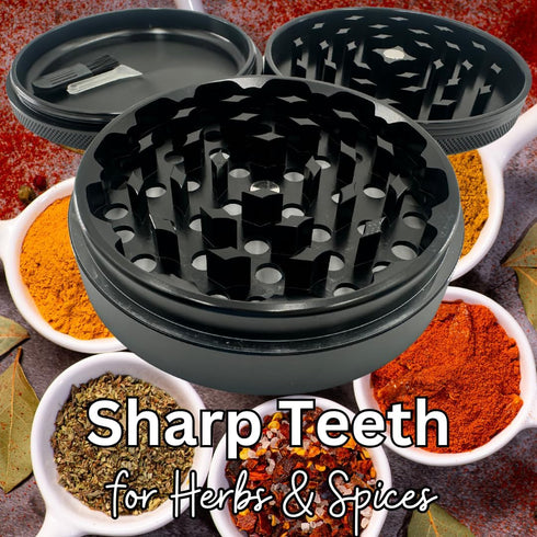 4 inch 4 inches) aluminum alloy metal spice mill. Larger than small spice grinders. Extra Large Size is easy to turn.