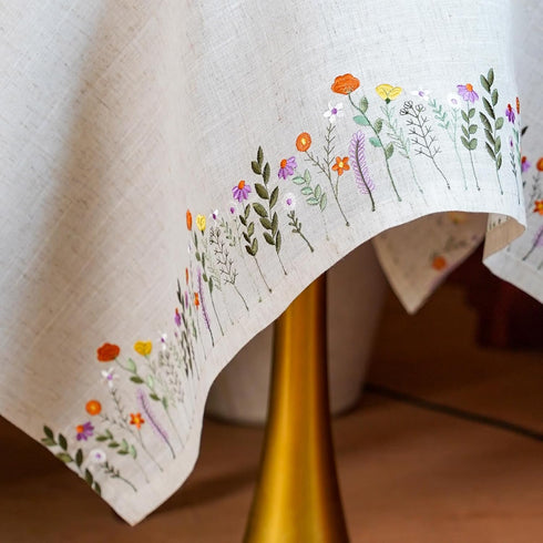 Country (43 43 Inch, ARTABLE Lace Tablecloth - Linen Color Embroidery Farm Elegant Coffee & Dining Tablecloth x
