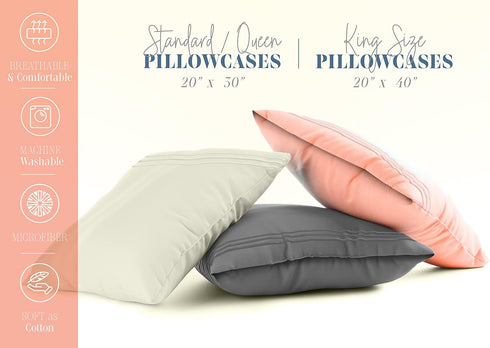 Elegant Comfort 1500 Thread Count Embroidered Egyptian Quality Luxurious Silky Soft Pillowcase, Standard/Queen Size,