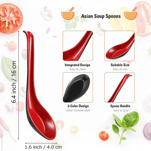 Comicfs Asian Soup Spoons - 8 Piece Set, Large Japanese Soup Spoons for Soba, Rice, Pho, Ramen
