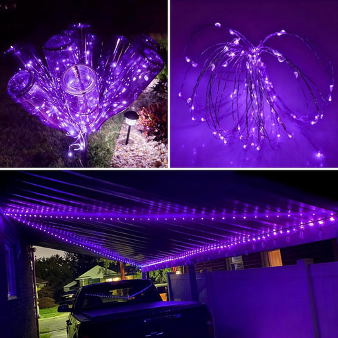 4 Pack 16ft 50 QITONG Purple Fairy Lights Battery Operated, Each LED Outdoor String Lights, Silver Wire Mini Twinkle