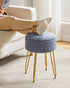 WBD010BU IBUYKE Teddy Velvet Storage Footrest Stool Ottoman, Makeup Vanity Stool Side Table with Removable Cover