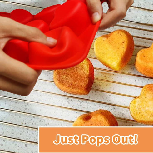 SILIVO Silicone Heart Shaped Muffin Pan (2 Pack) - Mini Heart Shaped Silicone Molds for Baking, Nonstick Heart Shaped Cupcake Pan for Brownies, Tartlets and Egg Bites by SILIVO
