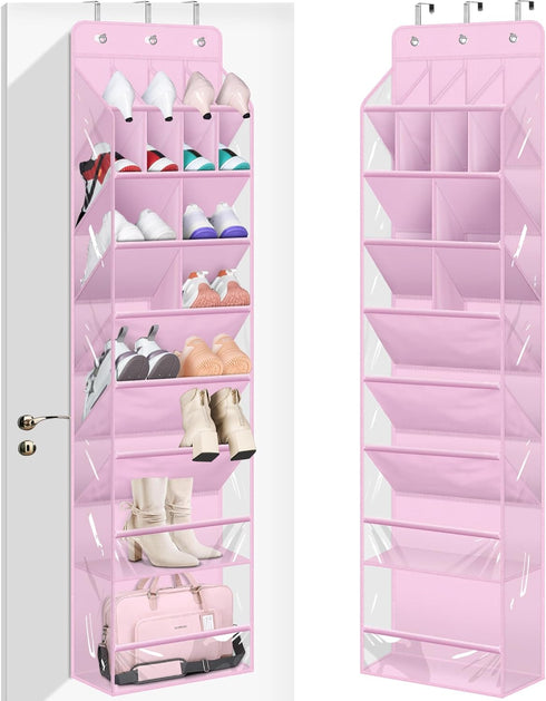 MISSLO Clear Over the Door Shoe Organizer Large Deep Pockets Hanging Shoe