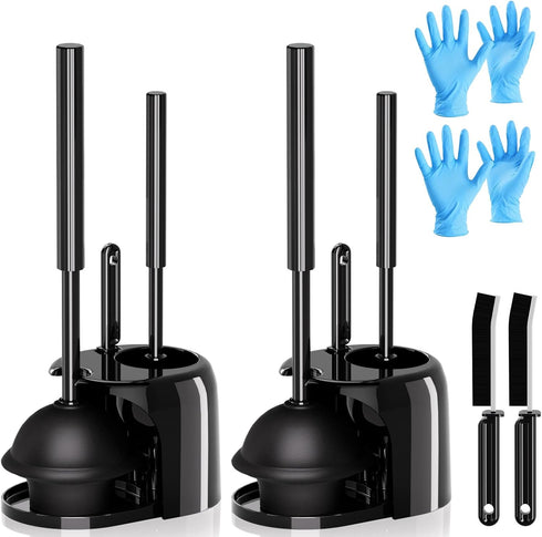 OSAMEDA 2 Pack 4 in 1 Toilet Brush and Plunger Set with Crevice