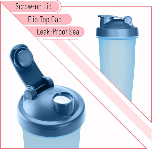 Mr. Pen Shaker Bottles for Protein Mixes, 28 oz, 2 Pack, Red and Blue, Protein Shaker Bottle with Wire Whisk Ball