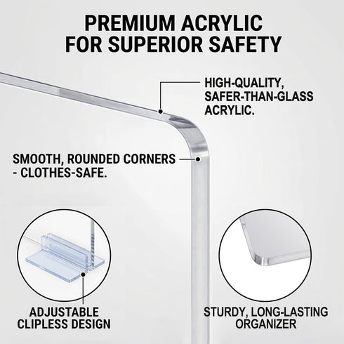 Closet 4 Pack 10/11.8" 11.8/10" Acrylic Shelf Dividers for Organization - Clear Removable Tall X Deep Sturdy Separators