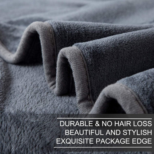 Fleece Blanket Queen Size for All Season 350GSM - Premium Lightweight Anti-Static Throw for Queen/Full Size Bed, Dark