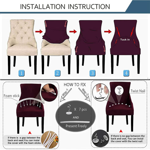 Wingback Side Chair Cover Stretch Dining Accent Chair Covers Slipcovers with Arm Reusable Printed Sloping Arm Chair