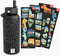 United States Map 32 oz Stainless Steel Water Bottle with Waterproof Stickers and Leak Proof Lid (BLACK)