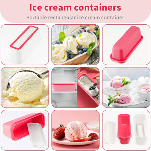 Boxdljh Set 2, 1.5 Ice Cream Containers of Quart Ice Cream Tub, Reusable Homemade Ice Cream Tubs with Stackable Freezer