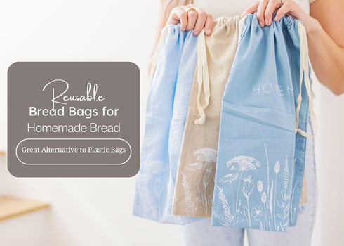 Pack 3 Reusable Bread Bags with Drawstring | XL of | Eco-Friendly Washable Linen Bread Bag & Spacious Sourdough Bread