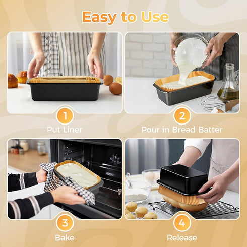 155Pcs 9x5 Inch Loaf Pan Liners, Disposable Bread Pan Liners, Non-Stick Loaf Pan Parchment Liners for Easy Cleanup