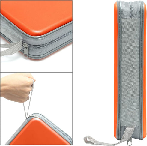 CD Case Holder, 80 Capacity Hard Plastic CD/DVD Storage Binder for Car, Home, Office, Travel (Orange)