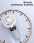 Koonie Portable Handheld Fan, Battery Operated Fan with Base, 8 Hours, Digital Display, 5 Speeds, 90° Adjustable, White