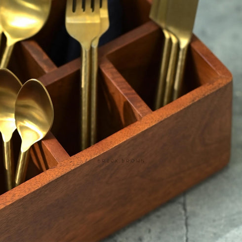 Premium Handcrafted Wooden Spoon Stand for Kitchen, Cutlery Holder for Dining Table, Wooden Caddy Storage Organizer,