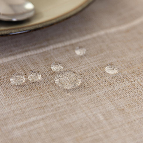 Kunxufi 24 Inch Farmhouse Small Round Brown Waterproof Tablecloth Heavy Weight Cotton Linen Table Cloth with Tassels