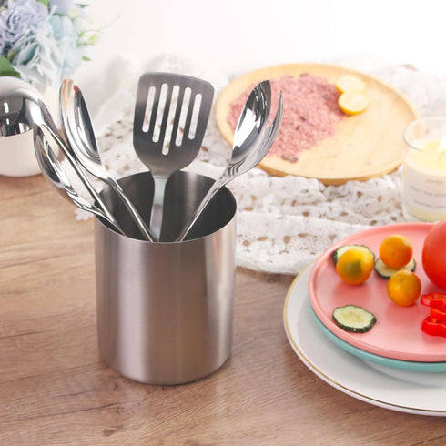 IMEEA Small Kitchen Utensil Holder for Countertop, SUS304 Stainless Steel Utensil Crock 5.3 Utensil Organizer Storage