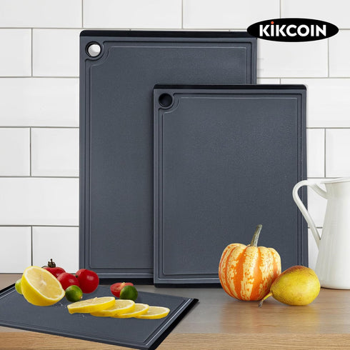 Plastic Cutting Boards for Kitchen, 3-Piece Large Set, Dishwasher Safe with Non-Slip Feet and Juice Grooves