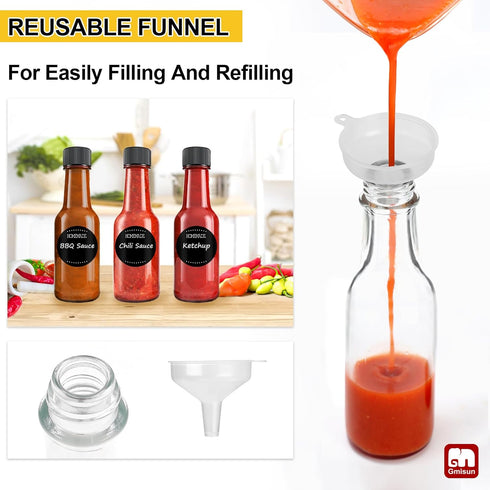 3 oz, 24 Pack GMISUN Mini Hot Sauce Bottles Ginger Shot Bottles with Shrink Capsules, Glass Mini Wine Bottle