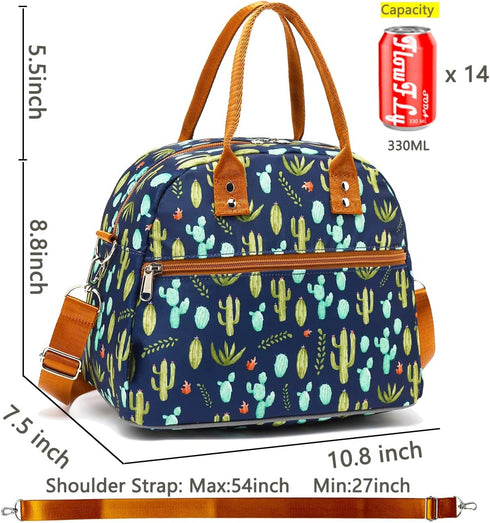 FlowFly Large Insulated Lunch Bag with Shoulder Strap for Men, Women, Kids, Reusable Tote, Freezable Meal Prep