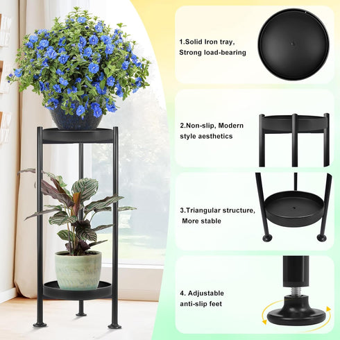 2 30'' Lilybud--lily Plant Stand Indoor Outdoor, Tier Iron Plant Stand, Tall Pedestal Stand Outdoor, Metal Flower