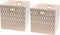 Posprica Storage Bins, 13×13 Fabric Drawers Organizer Basket Boxes, 2pcs, Cream/Gold Geometry Pattern