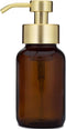 Rail19 Amber Glass Apothecary Foaming Soap Dispenser with Metal Pump, 8.5oz for Kitchen and Bathroom Countertop, Gold