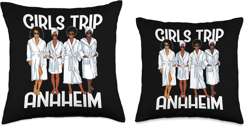 Girls Trip 2024 Anaheim - For Black Melanin Women Spa Relax Throw Pillow, 16x16, Multicolor