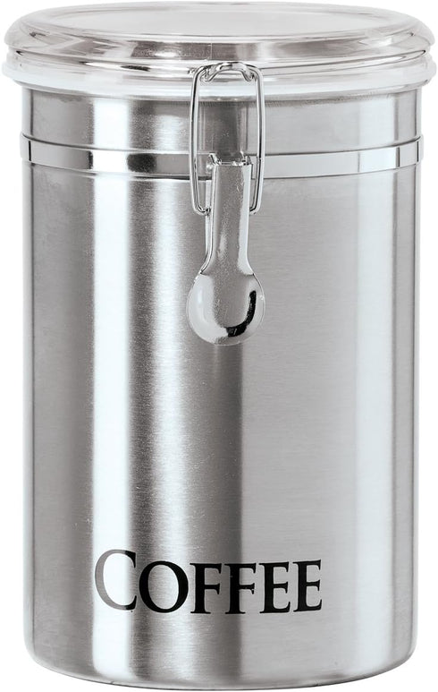 Oggi Stainless Steel Coffee Canister 62 fl oz - Airtight Clamp Lid,