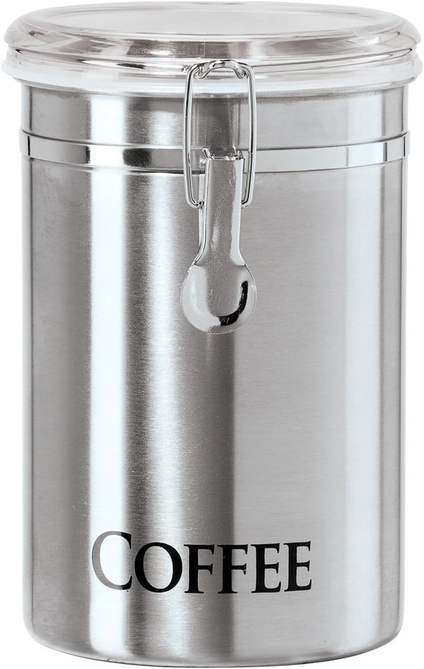 Oggi Stainless Steel Coffee Canister 62 fl oz - Airtight Clamp Lid,