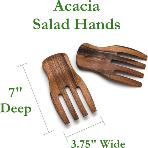 Lipper International Acacia Salad Hands, 3.75" x 7" x 1.88", One Pair
