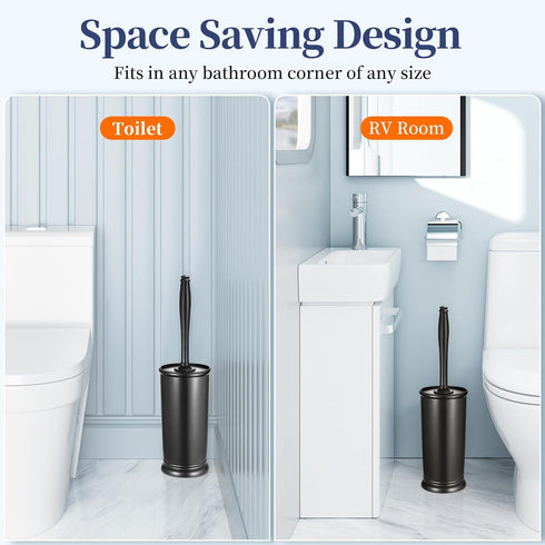 Set: 2 Pack Toilet Bowl Brush Holder Modern Deep Cleaning Bathroom Toilet Scrubber with Caddy for Rv - Rim Decorative