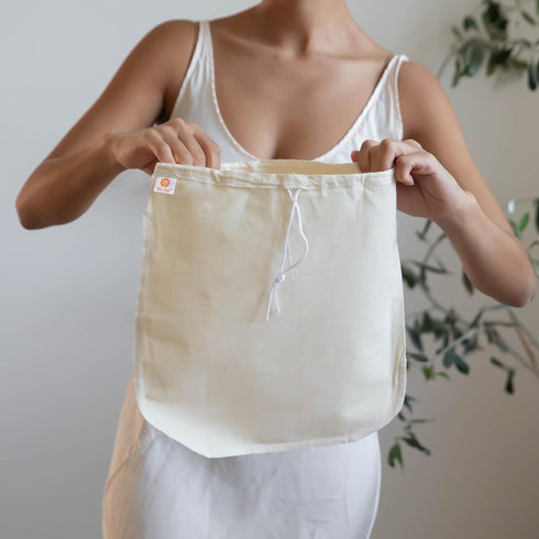 EZ-2-Squeeze 2pk -14" x14" Organic Cotton Nut Milk Bags - Reusable All Purpose Food Strainer Bag- Light Strong Muslin