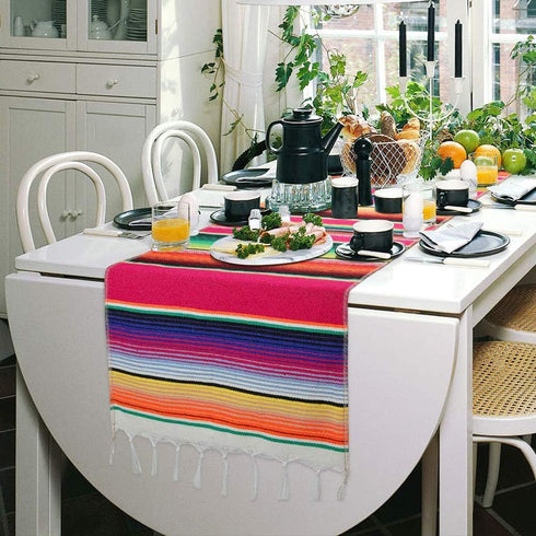14 84 Inch Fowecelt Mexican Serape Table Runner x for Mexican Party Wedding Decorations Outdoor Picnics Dining Table