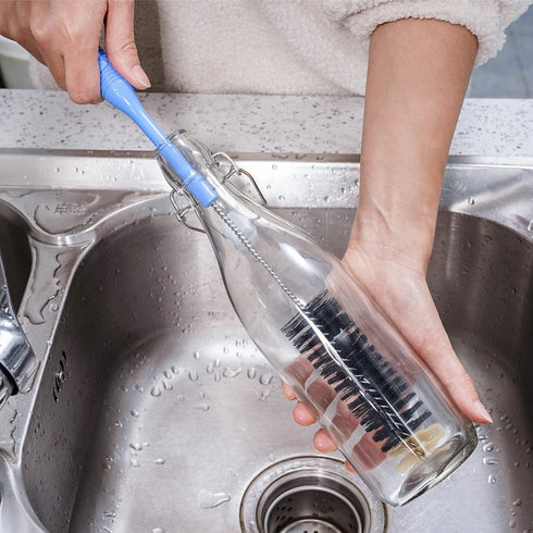 Bottle Cleaning Brush - 17 Inch Extra Long Handle for Washing Narrow Neck Bottles, 2 Pack