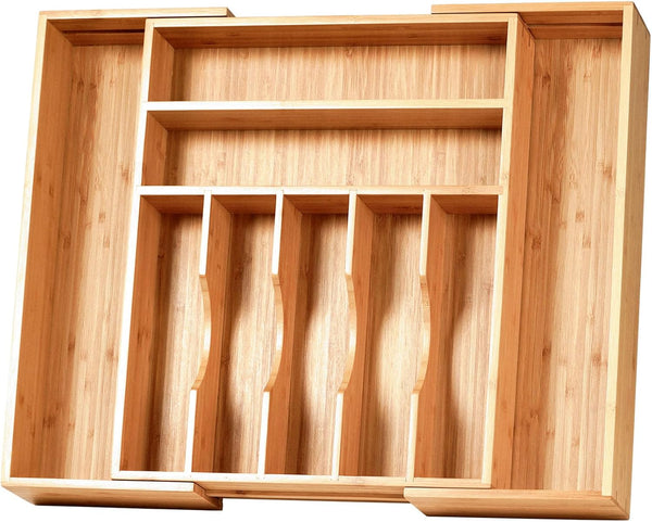Umilife Large Expandable Kitchen Silverware Drawer Organizer, 2.5" Extra High Adjustable Divider with Curved Grooves