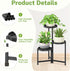 3 iDavosic.ly Tier Folding Plant Stand Indoor Outdoor with Plastic Tray, Tiered Corner Flower Holder Shelf, Metal