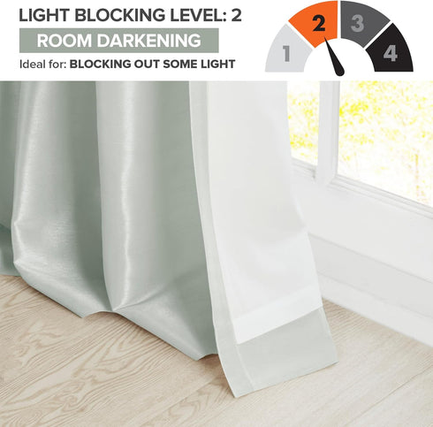 Madison Park Emilia Faux Silk Curtain, 120"L x 50"W, Dusty Aqua, Room Darkening, DIY Twist Tab Top