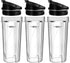 Blender Replacement Parts for Ninja, 3 Pack 16oz Cups with To-Go Lids for Nutri Ninja Compact Personal Blender