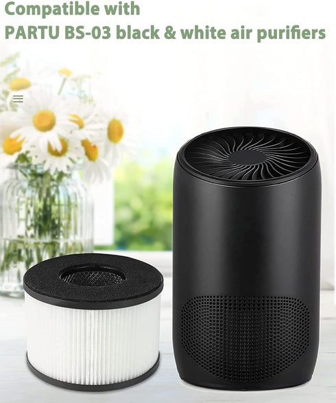 BS-03 Filter Replacement Compatible with PARTU and Slevoo BS-03 Air Purifier, H13 True HEPA and Activated Carbon Filter, Part# U & X, 2 Pack