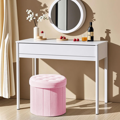 14" 14" 13"Inch Bsketa Folding Storage Ottoman Round x x Foot Stool with Thicker Foam Padded Seat Small Velvet Storage
