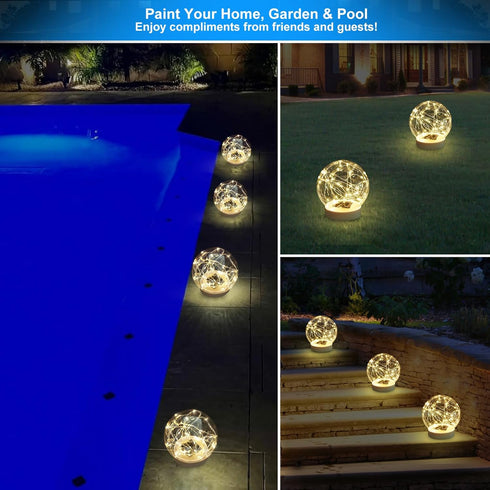 6.5-inch Decor(1 Floating Pool Lights Solar Powered, Glow in The Dark Warm White Solar Globe Pool Lights That Float