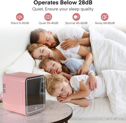 Skincare Makeup Fridge with Dimmable LED Light Mirror, 4L Portable Mini Fridge for Cosmetics, Skin Care